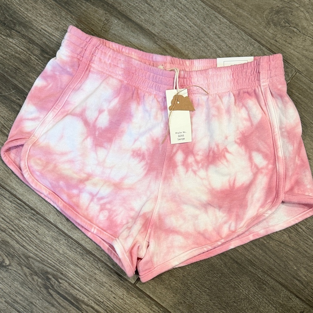 NWT Reflex Pink and White Tie-Dye Athletic Lounge Shorts